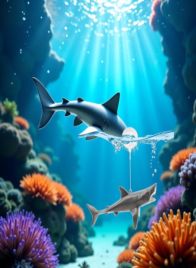 Cauaoa 1 Pc Floating Shark Ornament - Adjustable Aquarium Shark Animal Decor | Aquarium Floating Shark Ornaments Thematic Ornaments Suitable for Aquarium All Kinds of Fish Tank and Home, Shark Pool Décor - Image 2